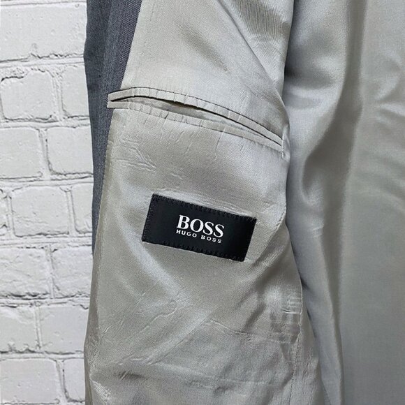 HUGO BOSS Mens Jacket 42R Light Wool Blazer Blue Gray Sport Coat - Picture 6 of 11